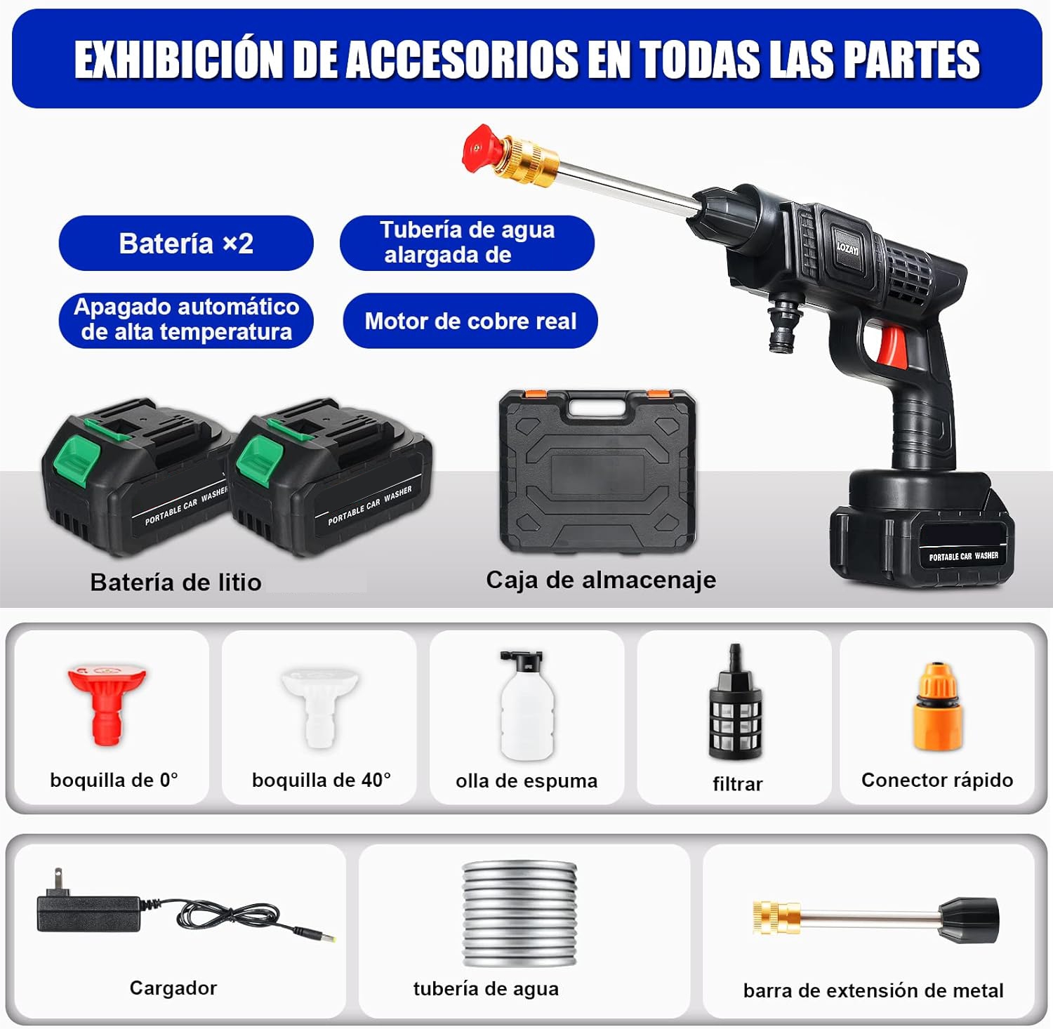 Miniatura 4 de Hidrolavadora a Presion Recargable 2 Bat